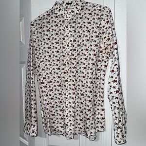 Express Red and White Floral Shirt